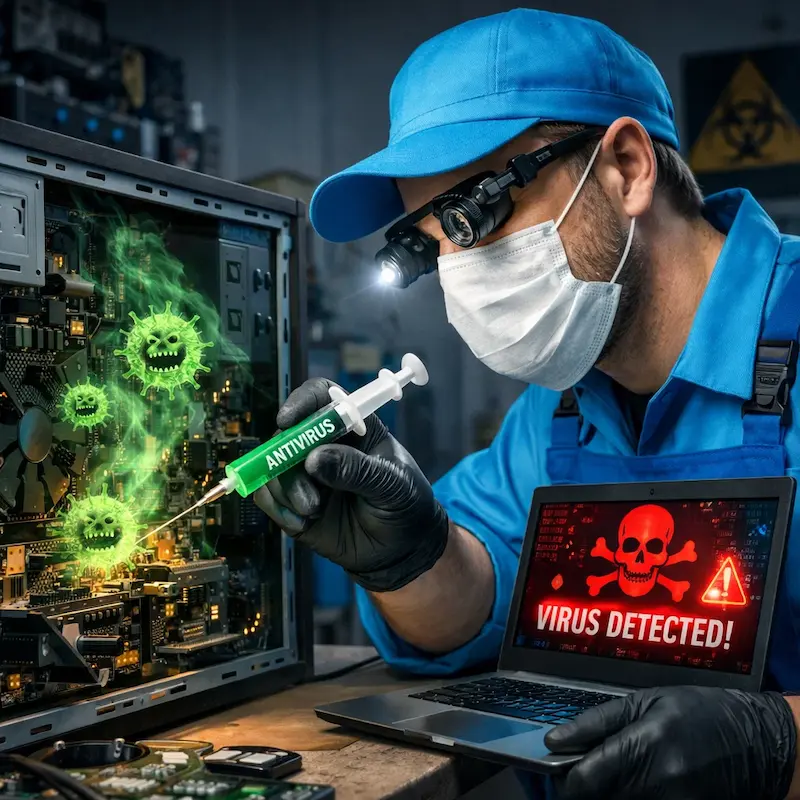 Лечение компьютера от вирусов в Новочебоксарске на дому